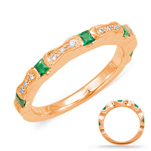 Rose Gold Emerald & Diamond Ring