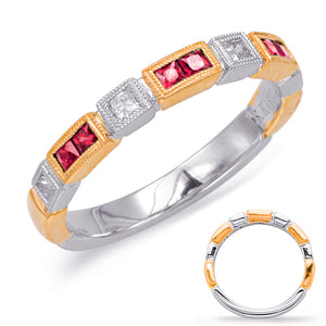 Rose & White Gold Ruby & Diamond Ring