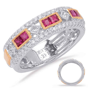 Rose & White Gold Ruby & Diamond Ring