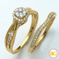 14KY 0.50CTW ROUND CLUSTER DIAMOND BRIDAL SET WITH