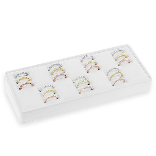Set of 7, Rhodium, Rose and Gold Plated CZ Triple Bands