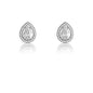 Sterling Silver Micro Pave With  Center CZ Teardrop Earrings (52 stones)