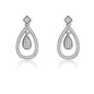 Sterling Silver Micro Pave Open Teardrop With  Small Inner Teardrop Earrings (116 stones)