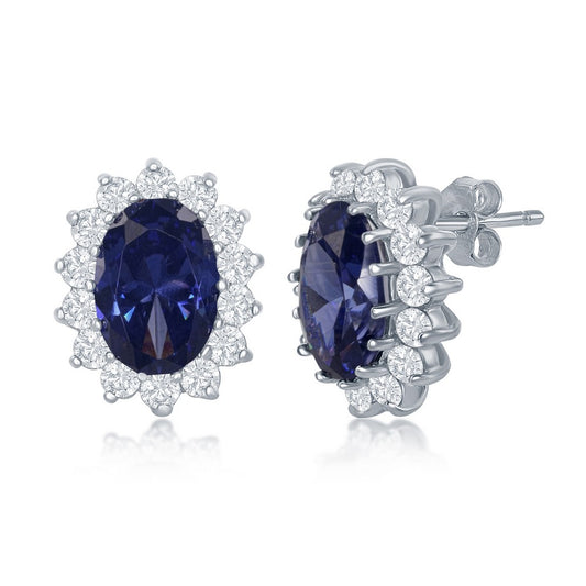 Sterling Silver Royal CZ Earrings - Tanzanite