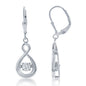 Sterling Silver Open Teardrop with Center Dancing CZ Earrings