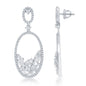 Sterling Silver Large Open Oval with Multi Shaped CZs Earrings