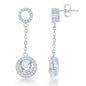 Sterling Silver Open CZ Circle with Round Dropdown CZ Earrings