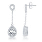 Sterling Silver Open CZ Circle with Teardrop Dropdown CZ Earrings