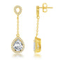Sterling Silver GP Open CZ Circle with Teardrop Dropdown CZ Earrings