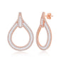 Sterling Silver RG Large Open Baguette CZ with Pave Border Teardrop Earrings