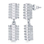 Sterling Silver Double Rectangle Baguette CZ Earrings