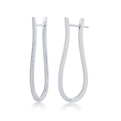 Sterling Silver Door Knocker Style with CZ Outline Earrings