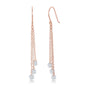 Sterling Silver Three Single Hanging CZ's Dangling Earrings - Rose Gold Plated