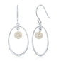 Sterling Silver Open Oval with Freshwater Pearl Earrings