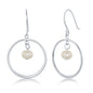 Sterling Silver Open Circle with Freshwater Pearl Earrings