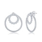 Sterling Silver Bezel-Set CZ and Plain Open Circle Earrings