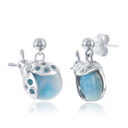 Sterling Silver Larimar Lady Bug Earrings