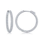 Sterling Silver 3x30mm Inside-Outside Micro Pave CZ Hoop Earrings