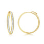 Sterling Silver 4x35mm Inside-Outside Baguette CZ Earrings - Gold Plated