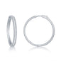 Sterling Silver Baguette CZ 40mm Hoop Earrings