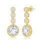 Sterling Silver Round CZ Dangling Earrings - Gold Plated