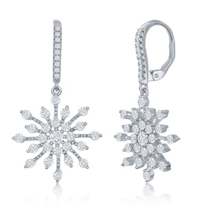 Sterling Silver Snowflake CZ Earrings