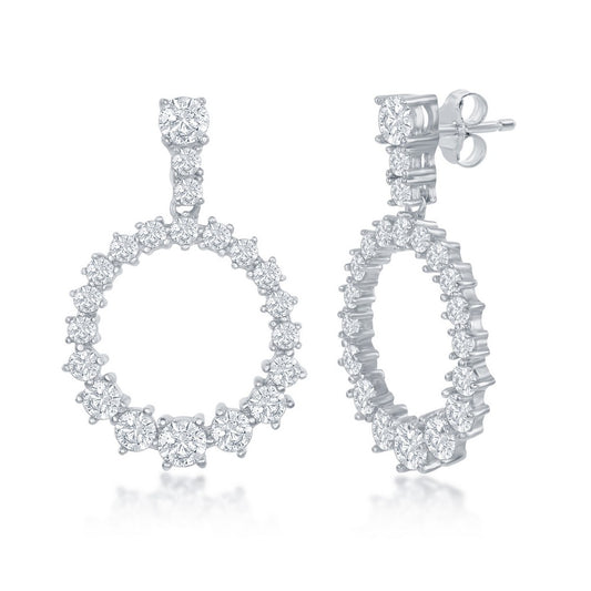 Sterling Silver Open Circle CZ Earrings