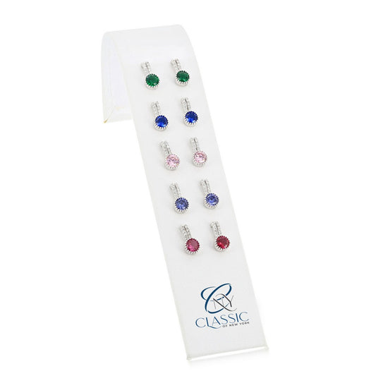 Set of 5 Multi-Color Round CZ Stud Earrings on a Ramp