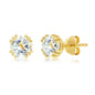 Sterling Silver April Birthstone 6mm Round Gem, Gold Plated Stud Earrings - White Topaz (2.0cttw)