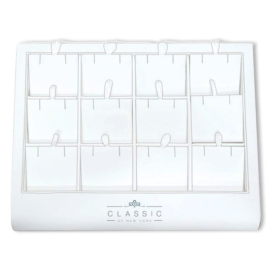12 Slots, Earring or Pendant, White Leatherette Display