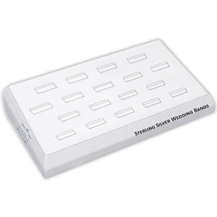 18 Ring Slots, White Leatherette Display