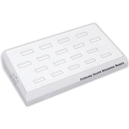 18 Ring Slots, White Leatherette Display