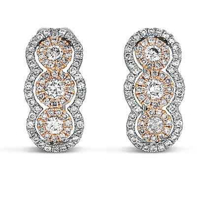 White & Rose Gold Diamond Earring