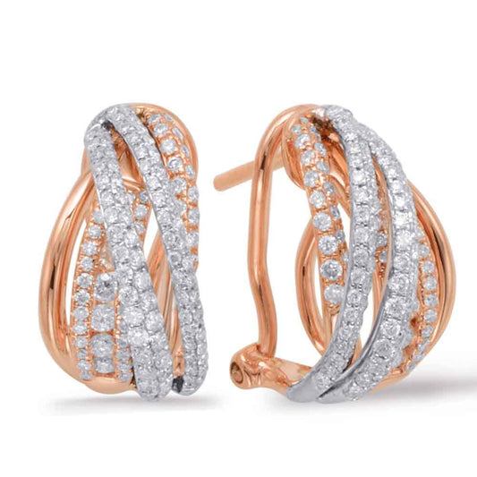 Rose &  White Gold Diamond Earring