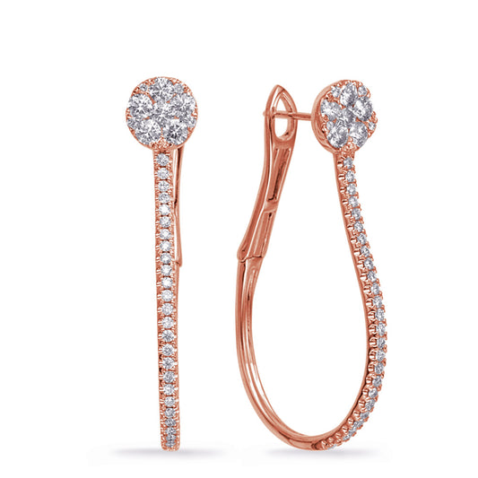 Rose Gold Diamond Hoop Earring