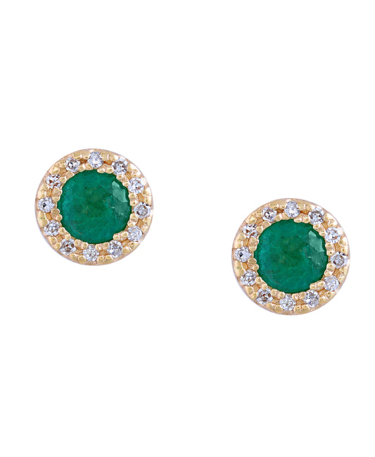 Effy 14K Yellow Gold Diamond,Natural Emerald Earrings