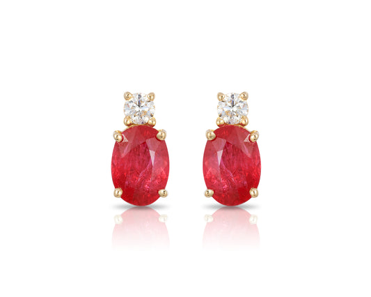 Effy 14K Yellow Gold Diamond,Natural Ruby Earrings