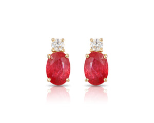 Effy 14K Yellow Gold Diamond,Natural Ruby Earrings