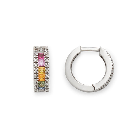Effy 14K White Gold Diamond, Natural Ceylon Sapphire, Green Sapphire, Pink Sapphire, Yellow Sapphire Earrings