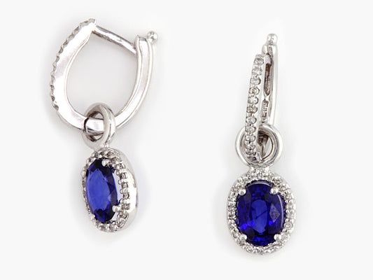 EFFY 14K WHITE GOLD DIAMOND,NATURAL SAPPHIRE EARRINGS