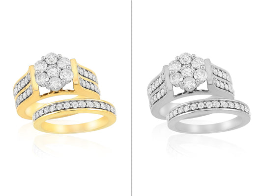 14KY 2.00CTW FLOWER BRIDAL SET