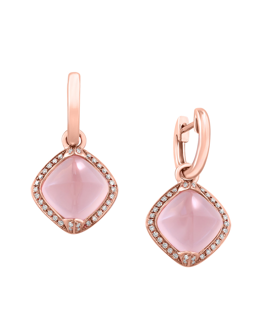 Effy 14K Rose Gold Diamond and Rose Quartz Earrings