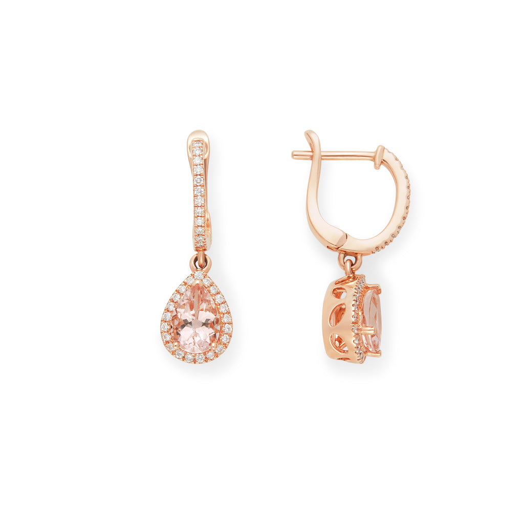 Effy 14K Rose Gold Diamond, Morganite Earrings