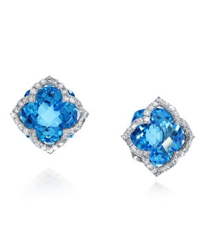 Effy 14K White Gold Diamond, Blue Topaz Earrings