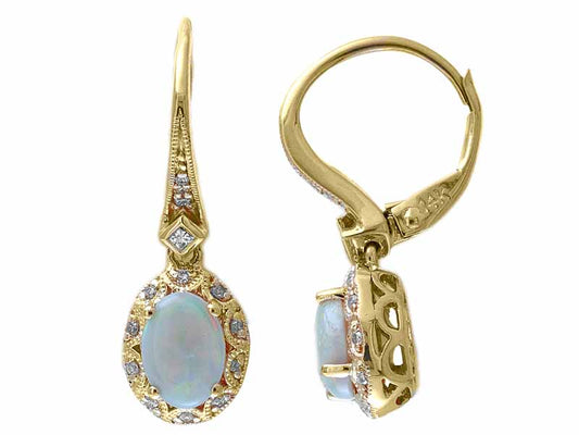 EFFY 14K YELLOW GOLD DIAMOND,OPAL EARRINGS