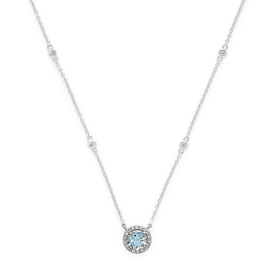 Effy 14K White Gold Diamond, Aquamarine Necklace