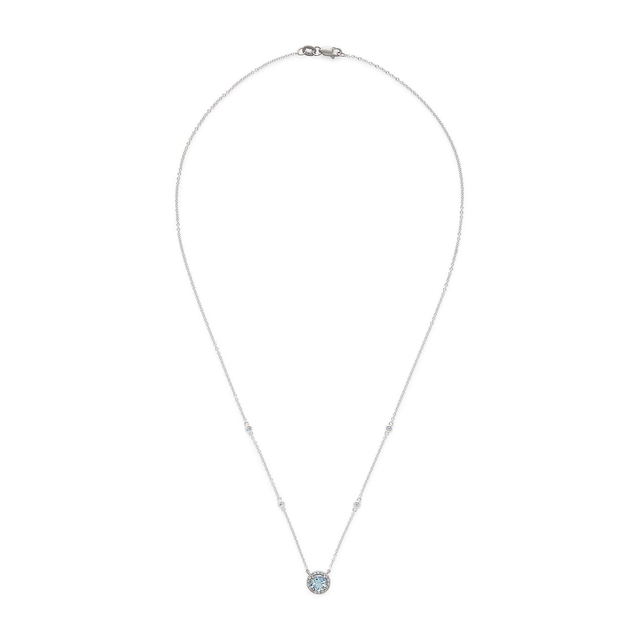 Effy 14K White Gold Diamond, Aquamarine Necklace