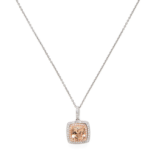 Effy 14K Rose and White Gold Diamond, Morganite Pendant