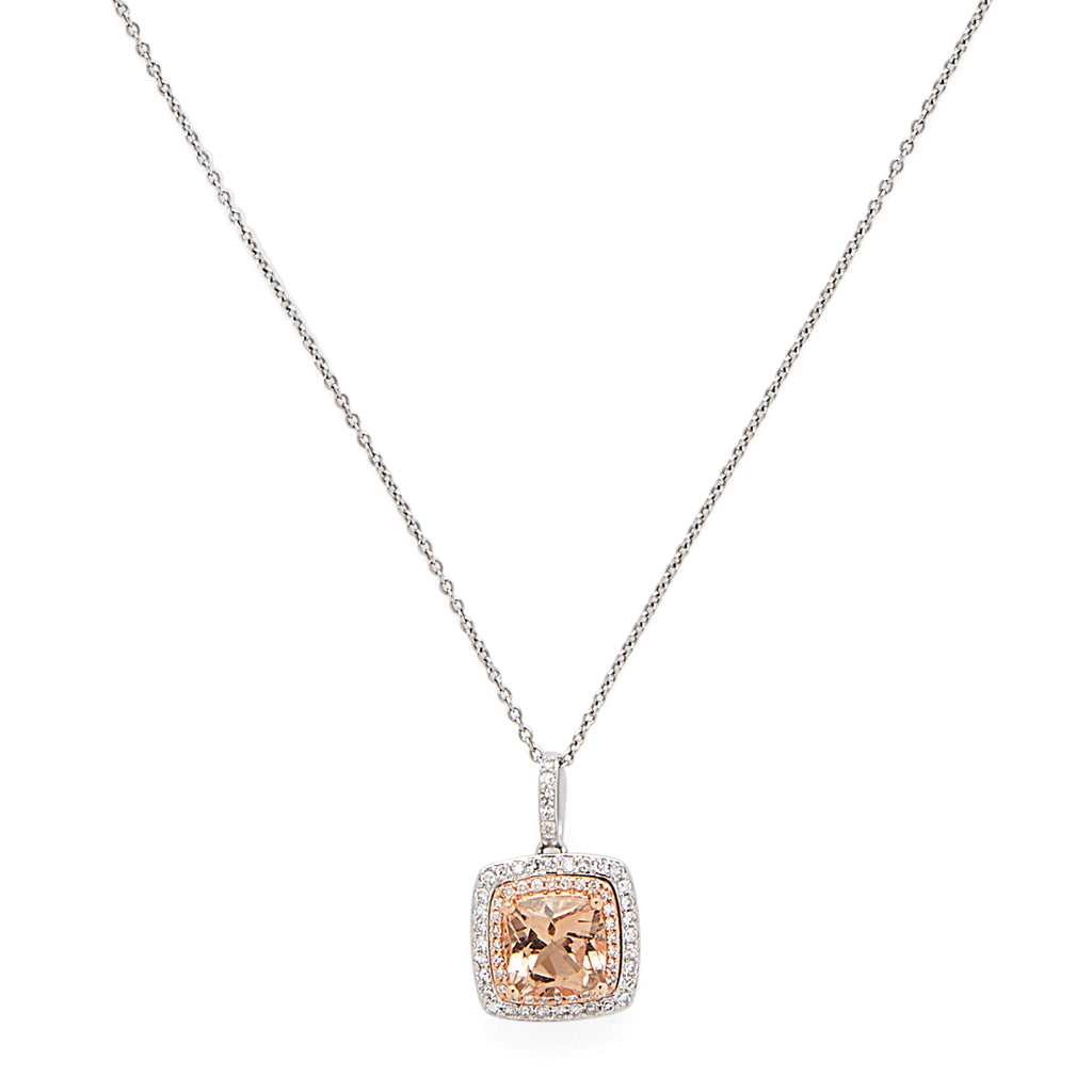 Effy 14K Rose and White Gold Diamond, Morganite Pendant