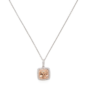Effy 14K Rose and White Gold Diamond, Morganite Pendant